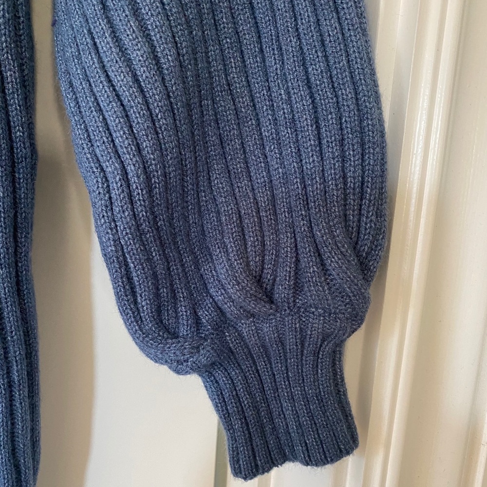 Blue Ribbed Knit Dress - Picture 6 of 6